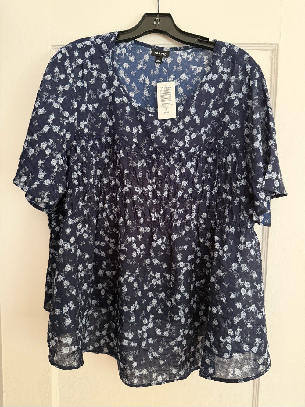 torrid Navy Floral V-Neck Short Sleeve Tunic